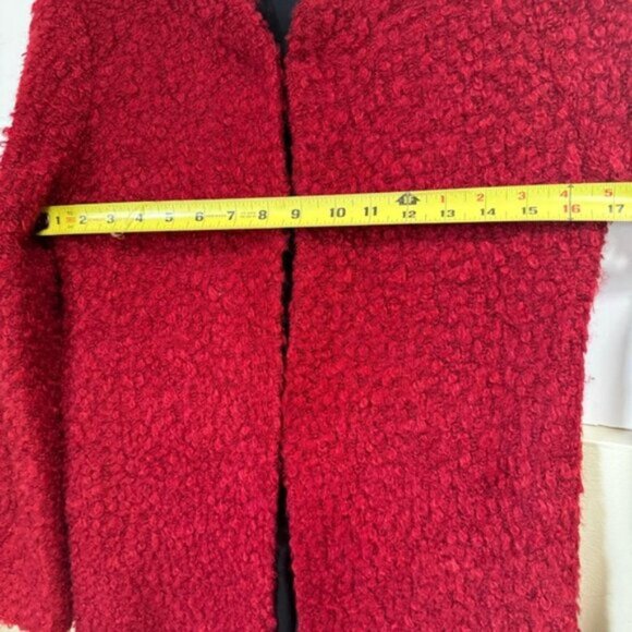 Reformation Red Teddy Sherpa Lightweight Coat Jacket Midi Soft Cozy Straight XS - Picture 13 of 14